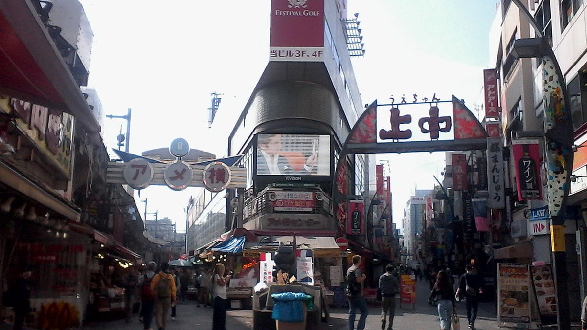 Ameyoko market street by Ueno Station — the breakfast fallback