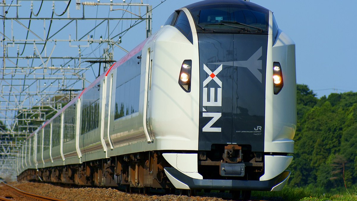 The Narita Express (N’EX) at a station platform