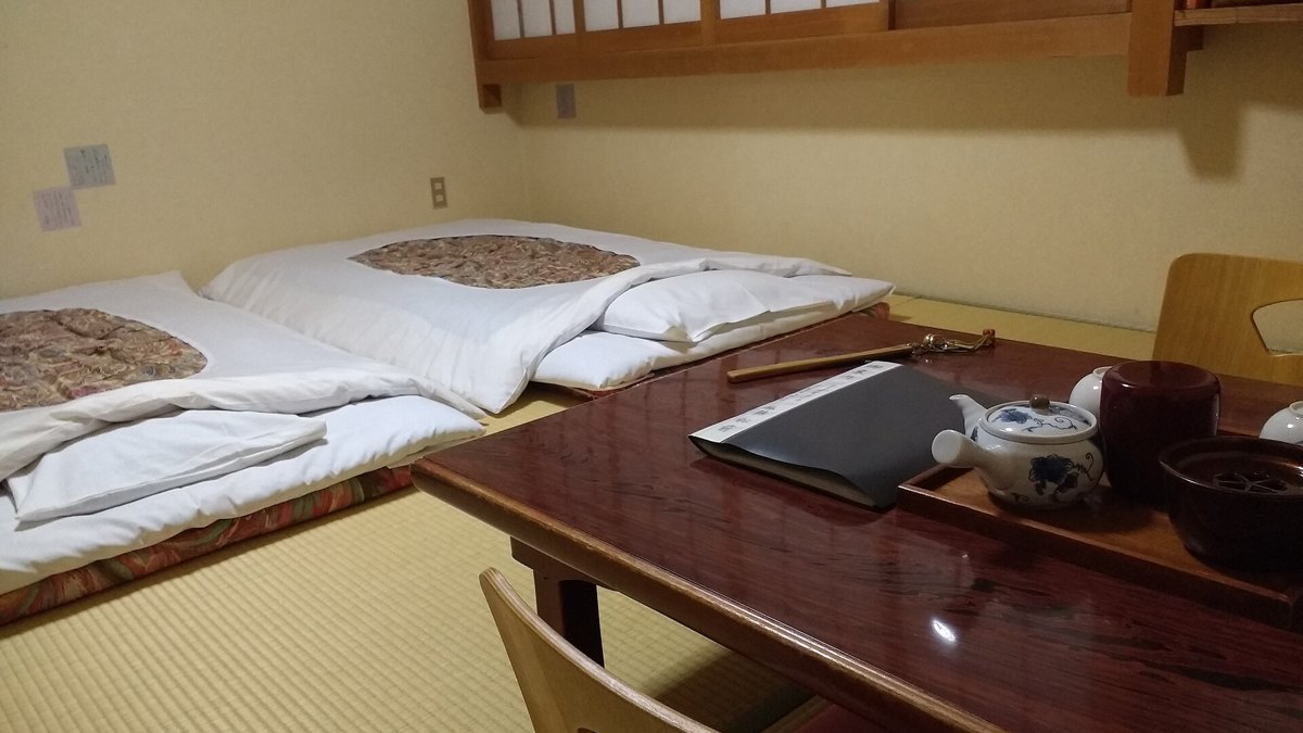 A traditional tatami room in a ryokan