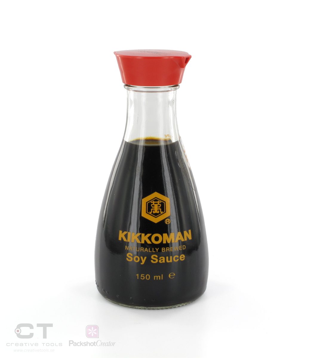 A bottle of Japanese soy sauce, brewed from wheat, soybeans, salt and water