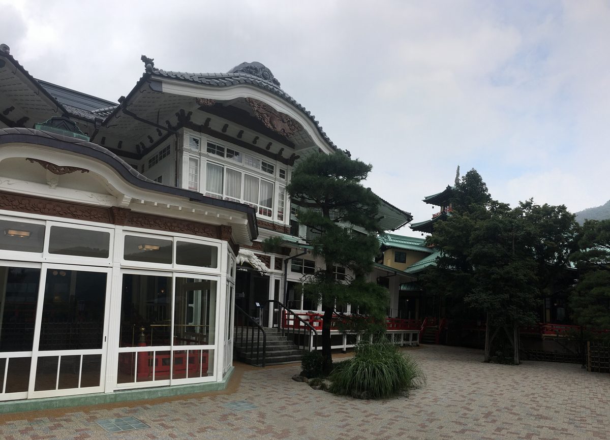 The historic main building of Fujiya Hotel in Miyanoshita, Hakone, with a Japanese-style roof