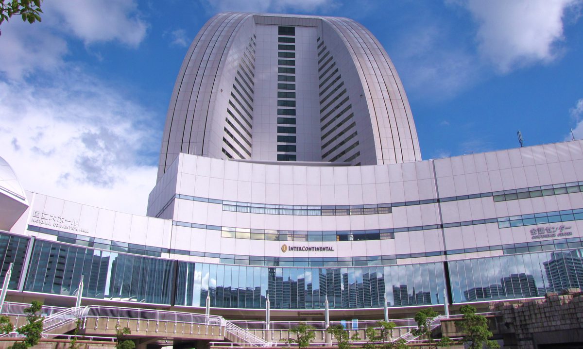 The land side of InterContinental Yokohama Grand above the Pacifico Yokohama complex