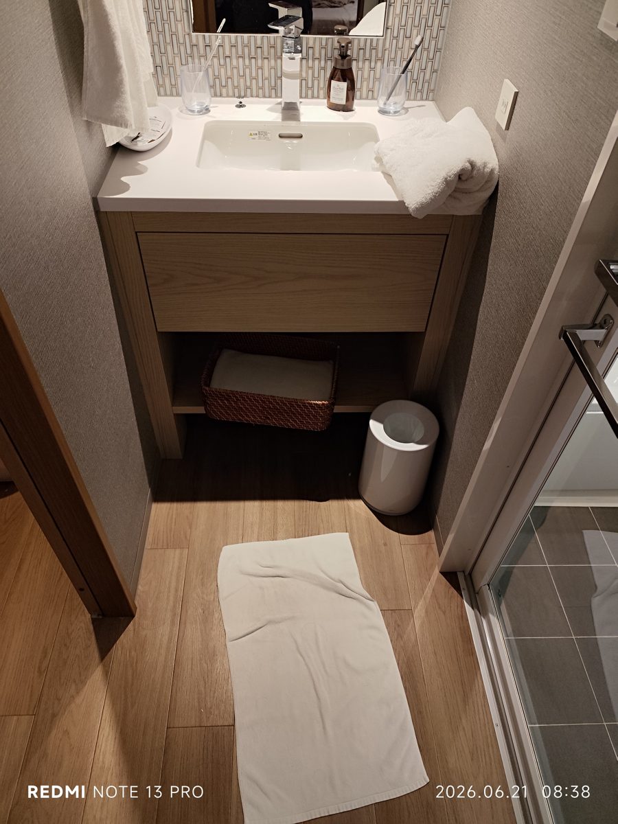 A twin room in a Japanese city hotel