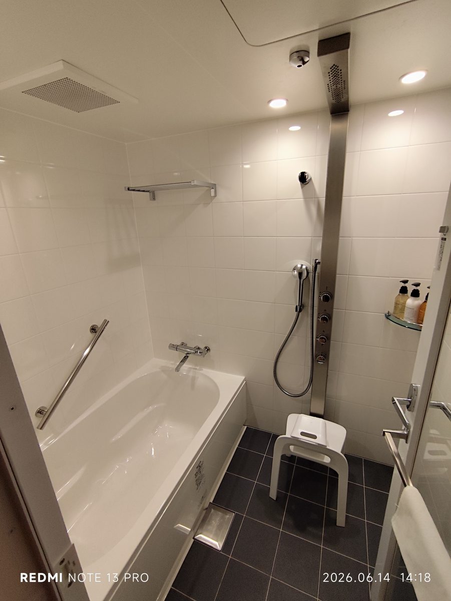 A Japanese hotel room with twin beds