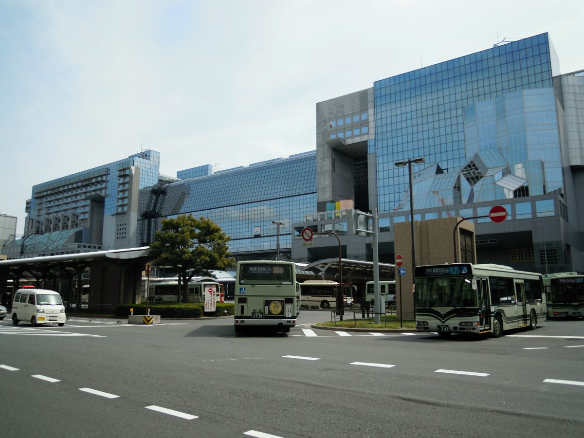 Kyoto Station building and the bus terminal in front of it