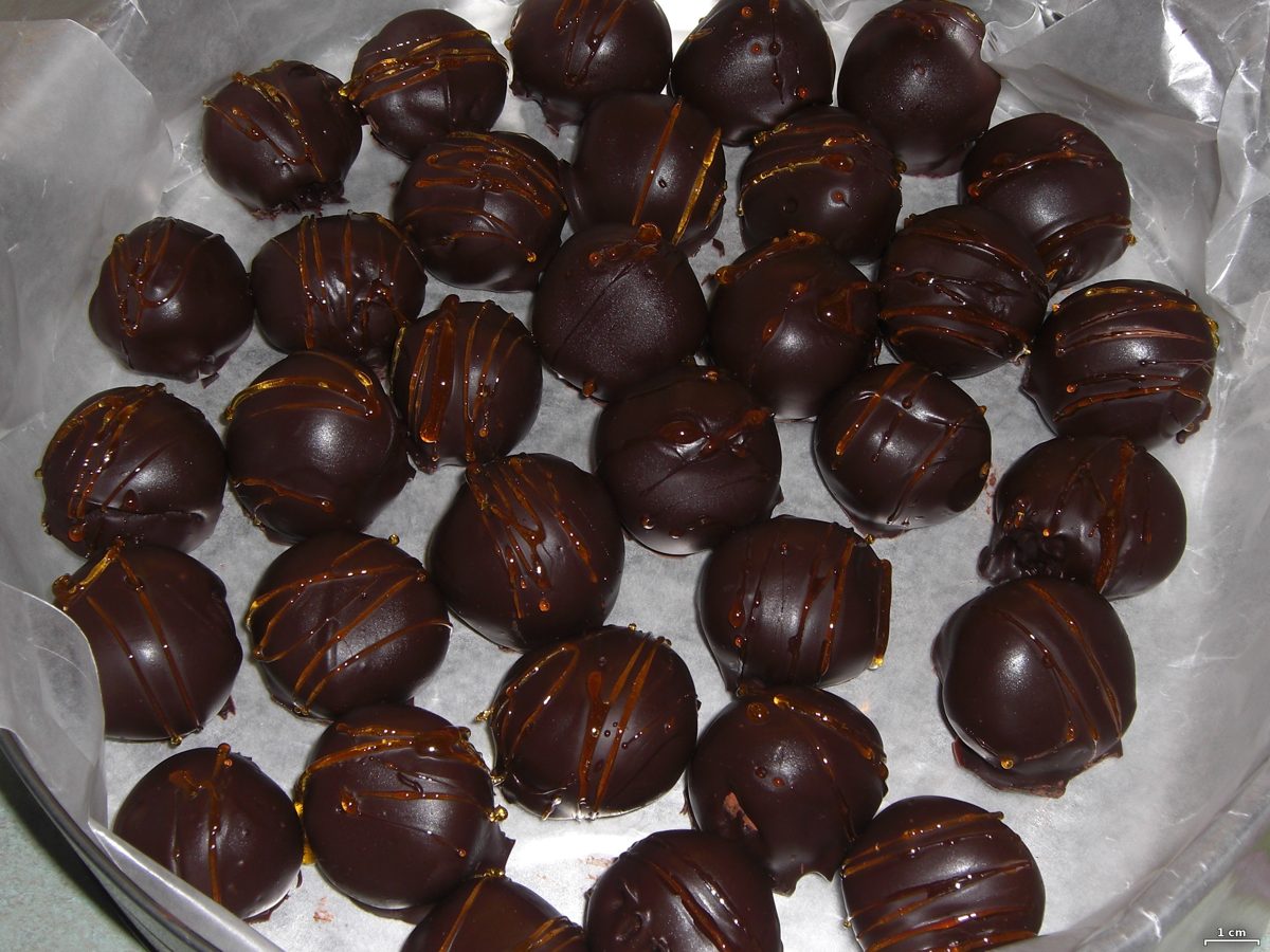 Chocolate truffles on a plate
