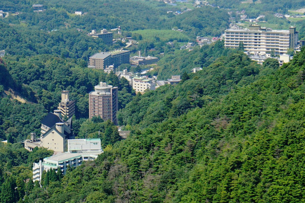 Hotels on the wooded hillsides above Arima Onsen