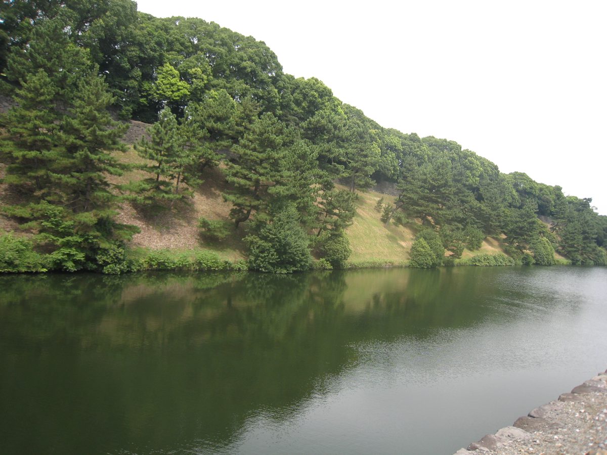 The stone walls and moat of the Imperial Palace
